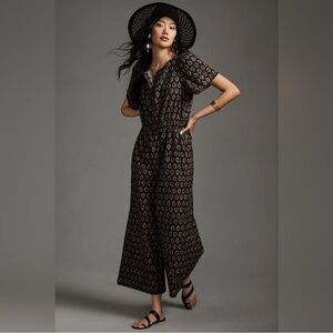 Anthropologie Somerset Jumpsuit Patterned Black | Size XS